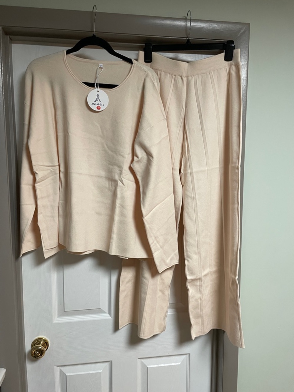 NWT Anrabess light peach Knit Two-Piece Loungewear Set